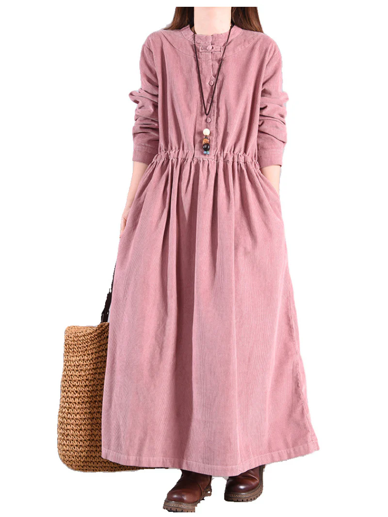 corduroy Shirt Loose Plus Thickened with Velvet Corduroy Dress - Image 2