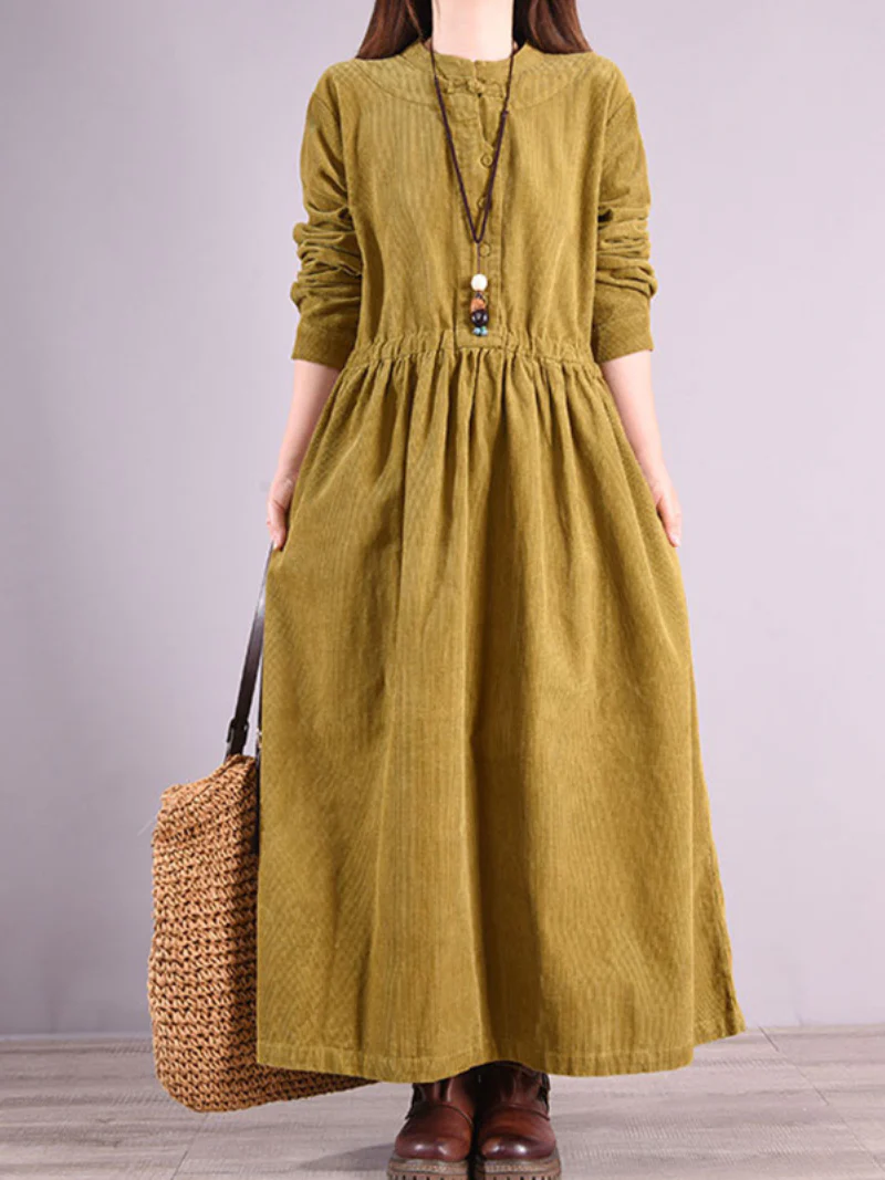 corduroy Shirt Loose Plus Thickened with Velvet Corduroy Dress - Image 4