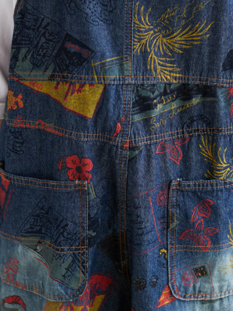 Cute Artist Large Size Denim Overalls Jumpsuit - Image 7