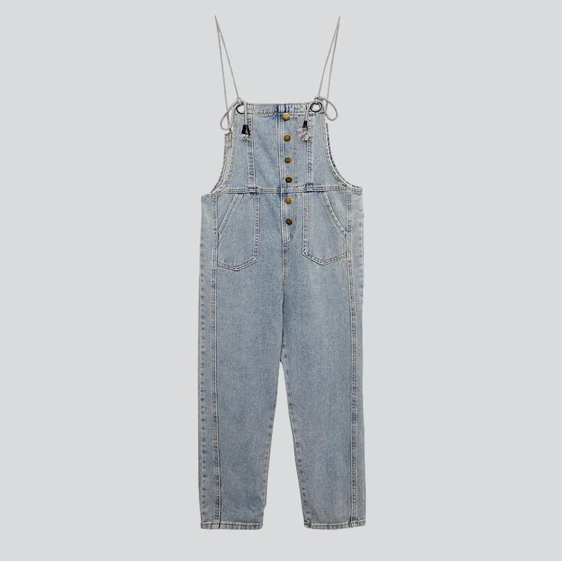 Women's denim jumpsuit with drawstrings - Image 4