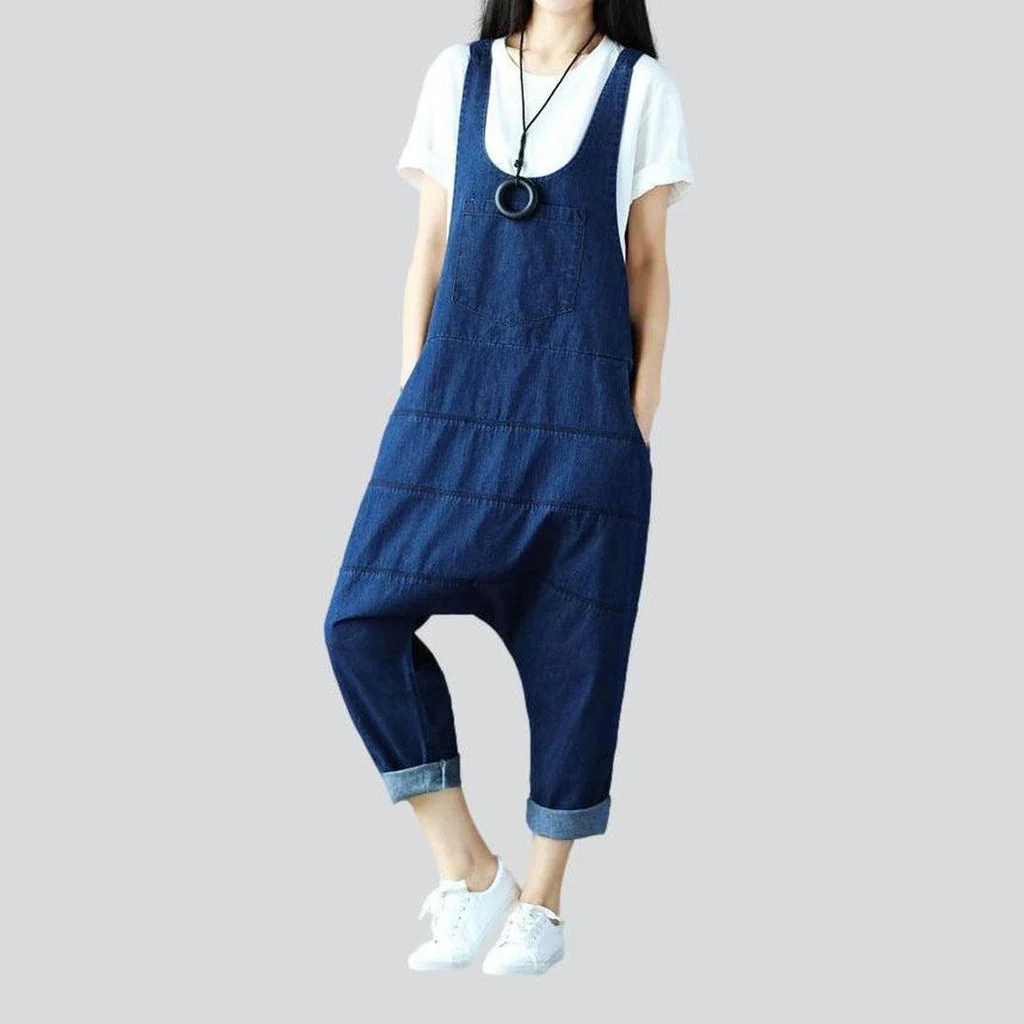 Women's denim jumpsuit with lines - Image 3