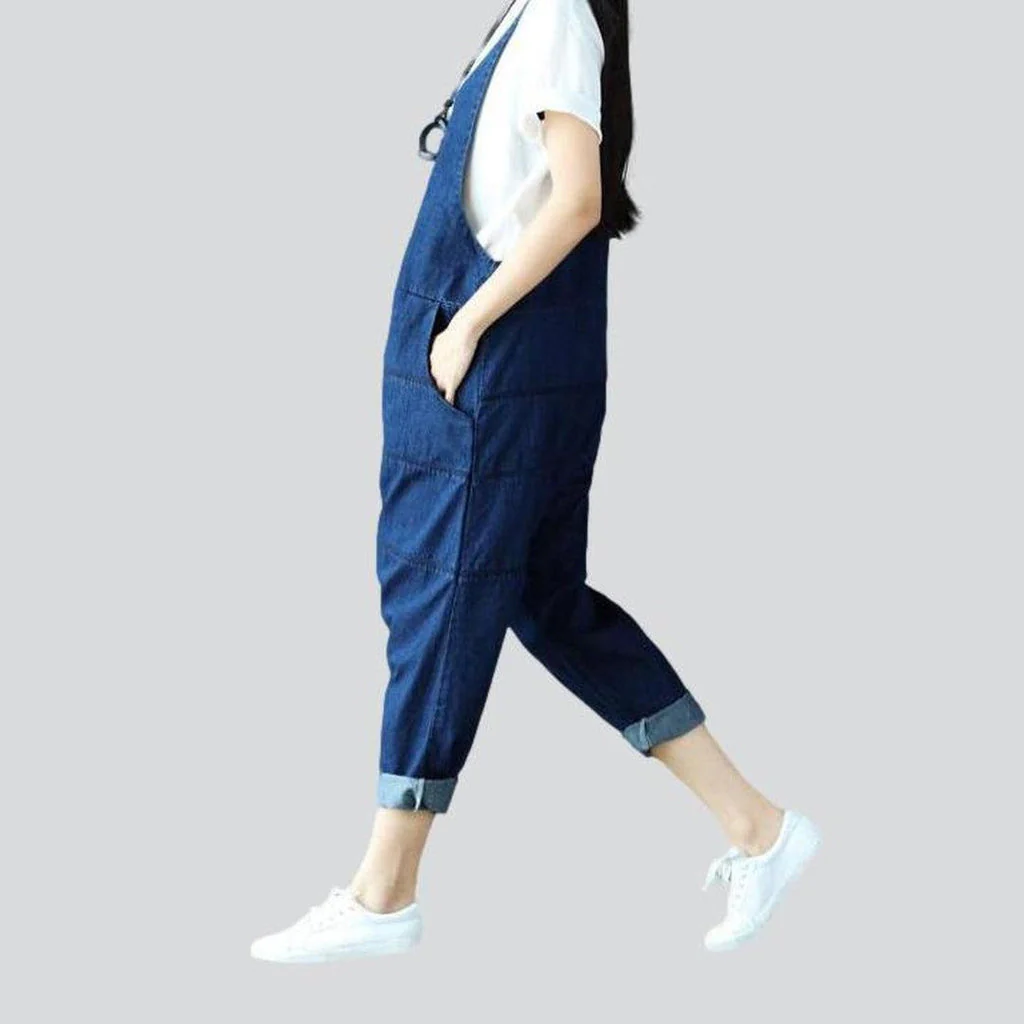 Women's denim jumpsuit with lines - Image 4