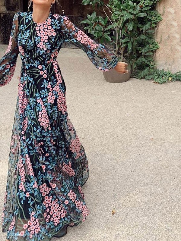 Bare Back Long Sleeve Print Dress - Image 3