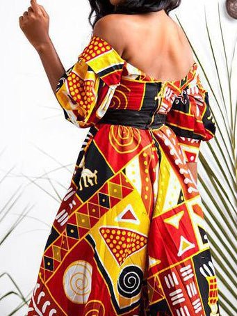Multicolor Printed Backless High Slit Dress - Image 2