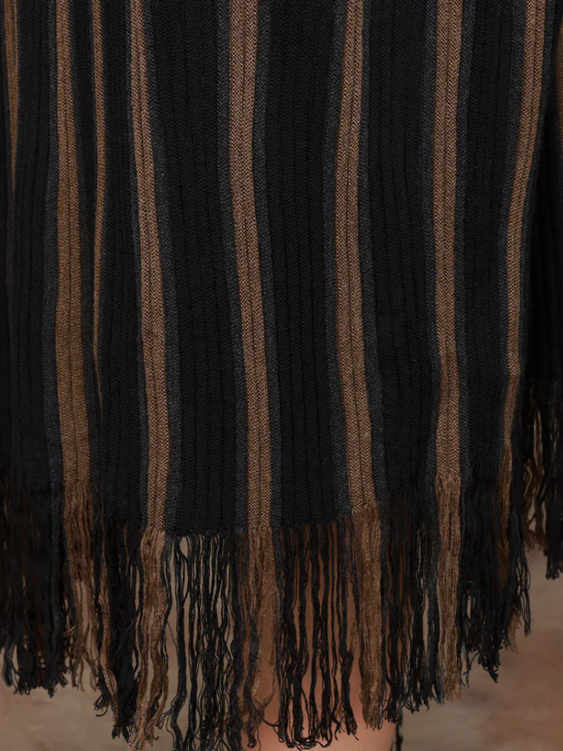 Elegance Striped Knitted Large Size Midi Dress - Image 5