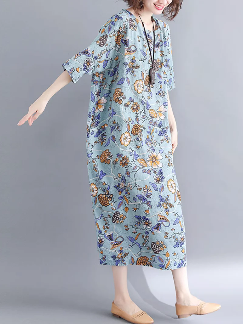 Elegant Floral Mid-length A-Line Dress - Image 2
