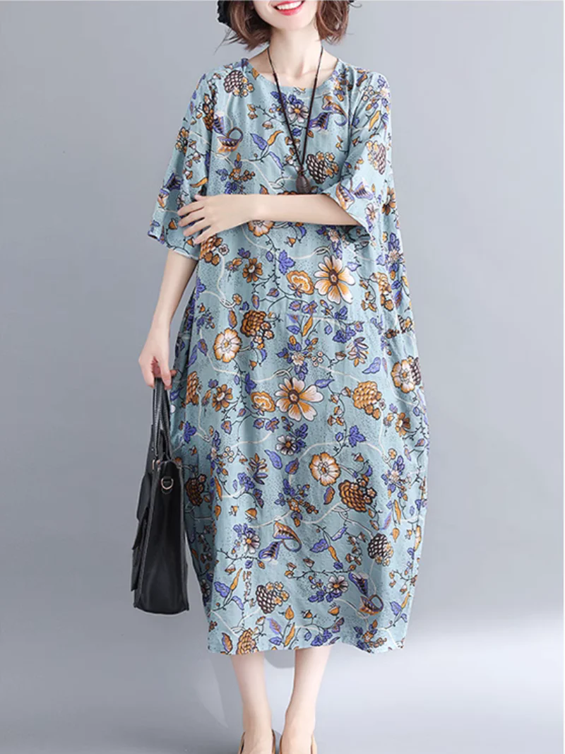 Elegant Floral Mid-length A-Line Dress - Image 3
