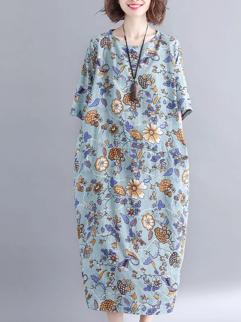 Elegant Floral Mid-length A-Line Dress - Image 4