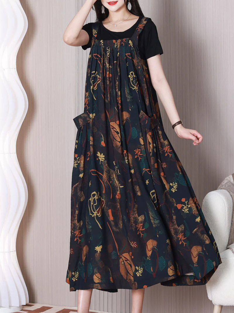 Fashionable Loose Round Neck Salopette Dress - Image 3