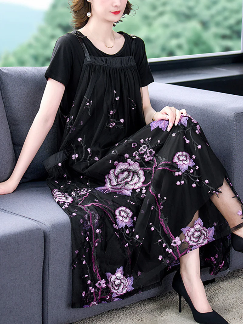 Fashional Printed Floral Party Wear Maxi Salopette Dress - Image 3