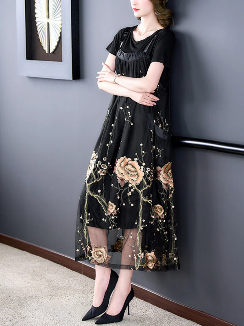 Fashional Printed Floral Party Wear Maxi Salopette Dress - Image 4