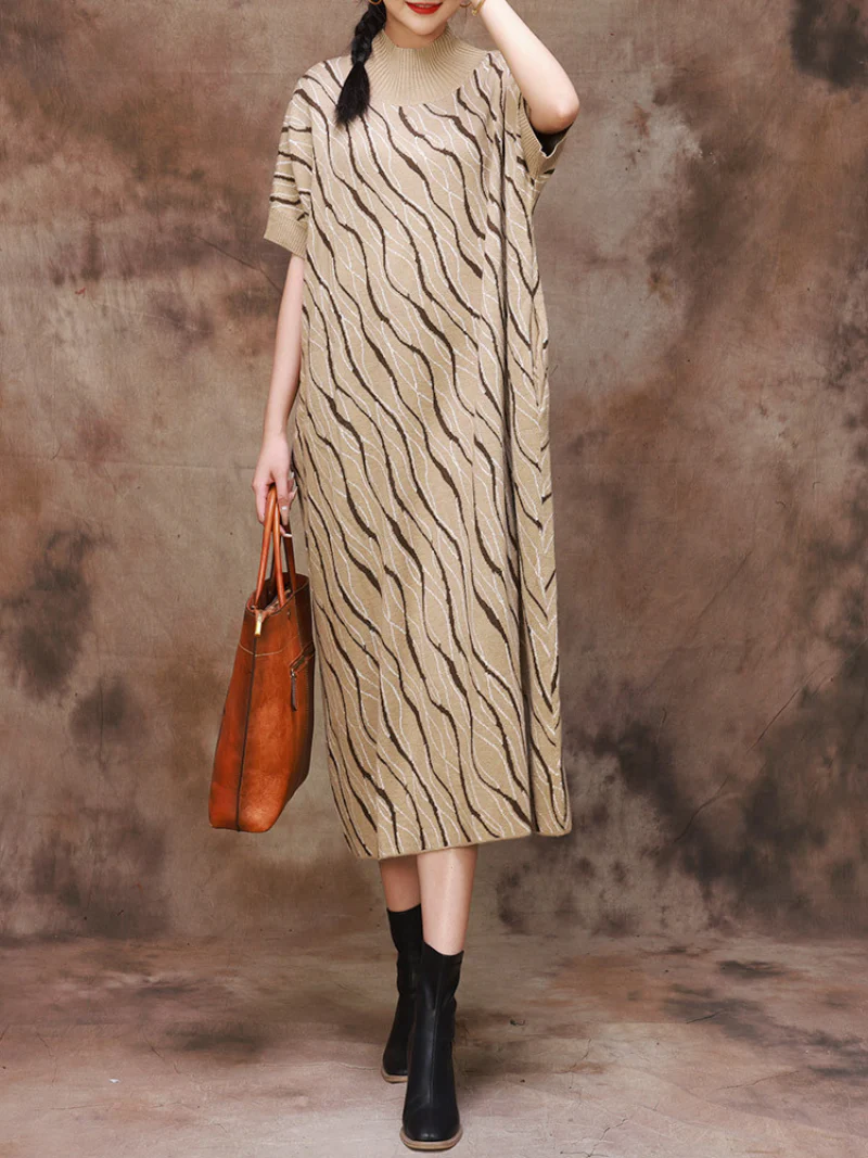 Chic Comfort Flower Knitted Midi Dress - Image 5