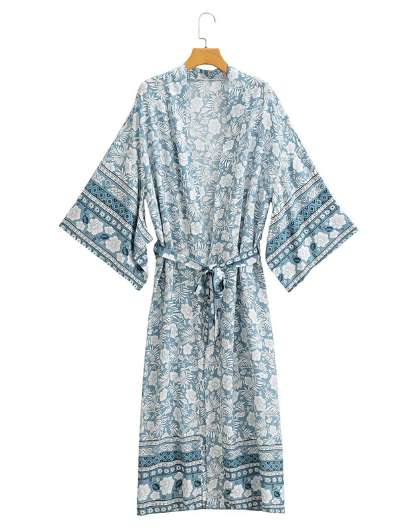 Gorgeous Bohemian long Kimono, Women Long Floral Kimono Dress Bohemian Beach Kimono - Image 2