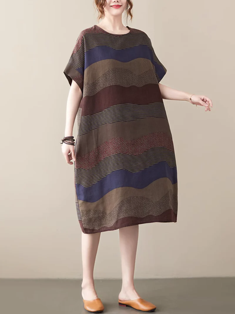 A Brush with Fashion Loose Mid-Length Striped A-Line Dress - Image 2
