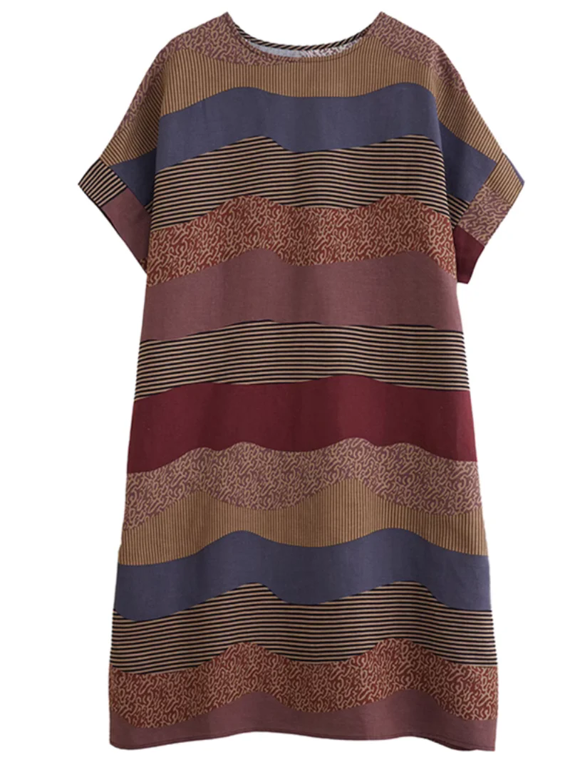 A Brush with Fashion Loose Mid-Length Striped A-Line Dress - Image 4