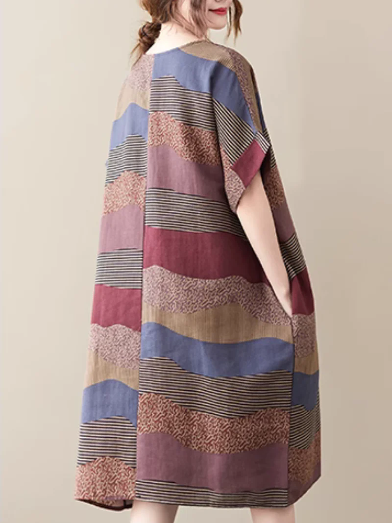 A Brush with Fashion Loose Mid-Length Striped A-Line Dress - Image 6