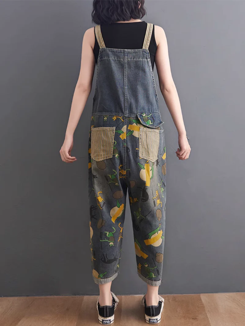 Modern Large Size Cartoon Printed Dungaree - Image 3