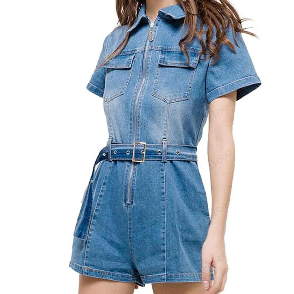 Women's overall shorts with zipper - Image 2