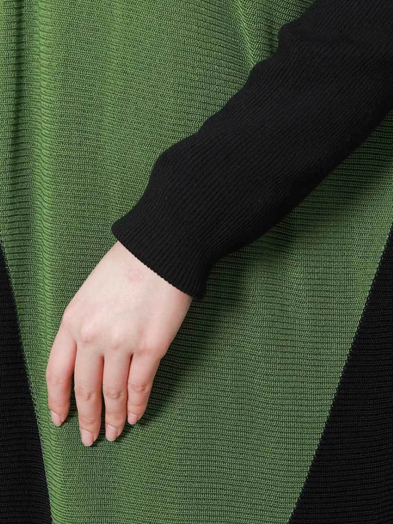 Pure Polyester V-neck Knitted Cardigan Long Sleeves Midi-Dress - Image 4