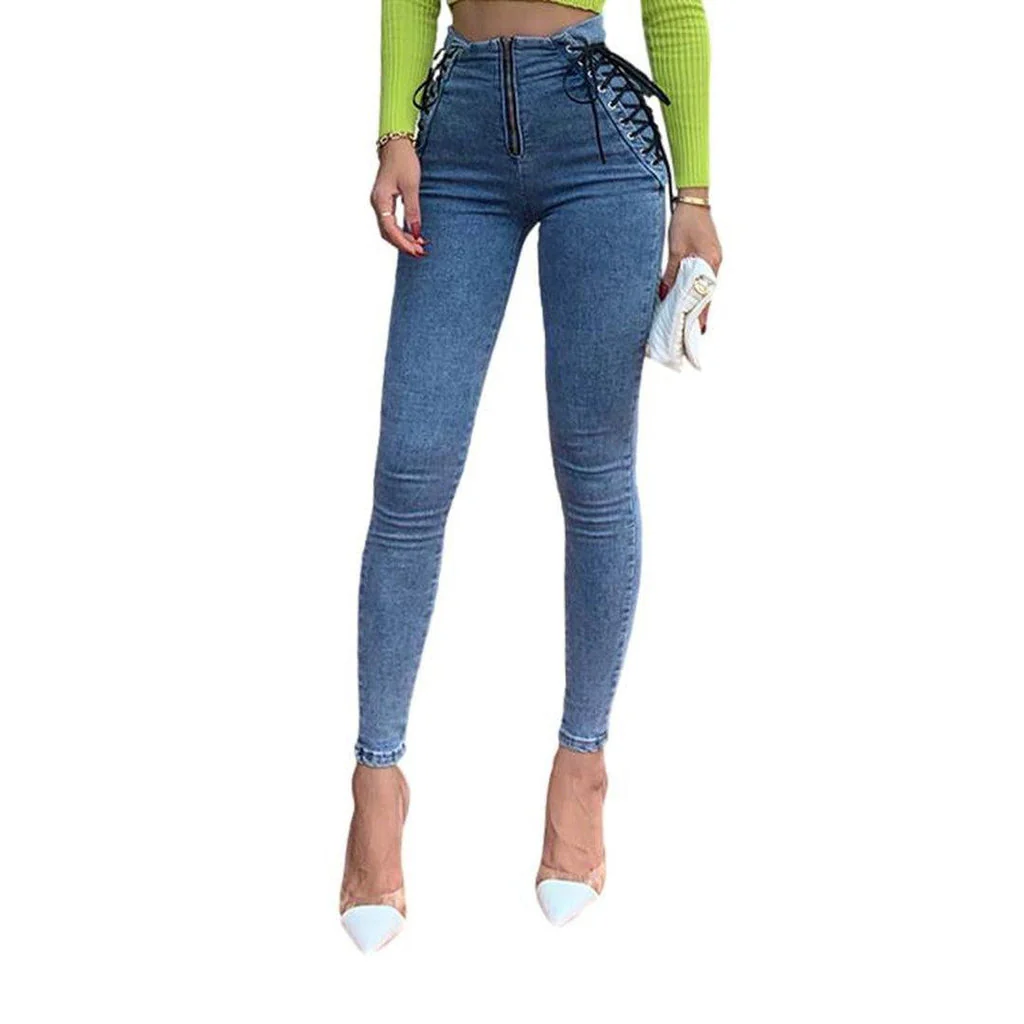 Women's skinny jeans with drawstrings - Image 2