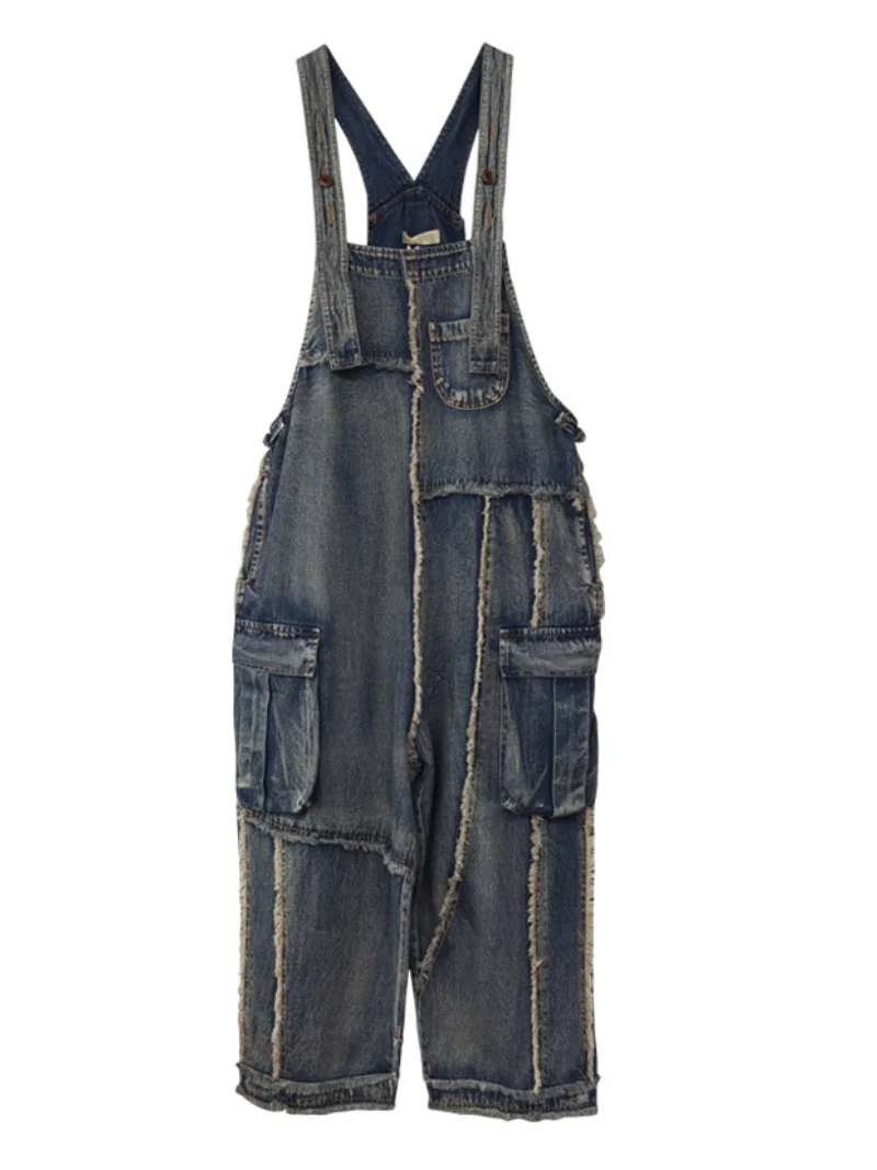Denim Loose Thin High-Waist Overalls - Image 4