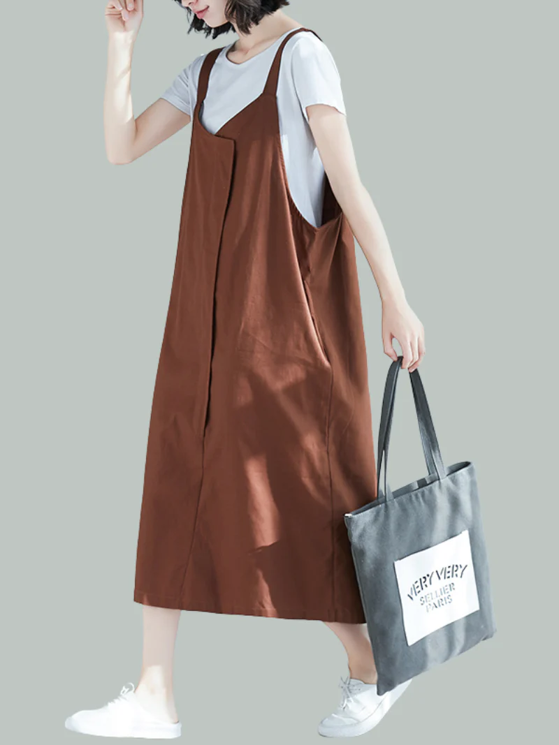 Loose Large Size Casual Seeveless Midi Dress - Image 3