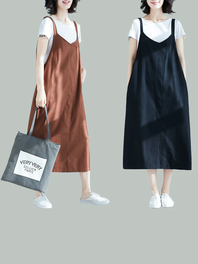 Loose Large Size Casual Seeveless Midi Dress - Image 4