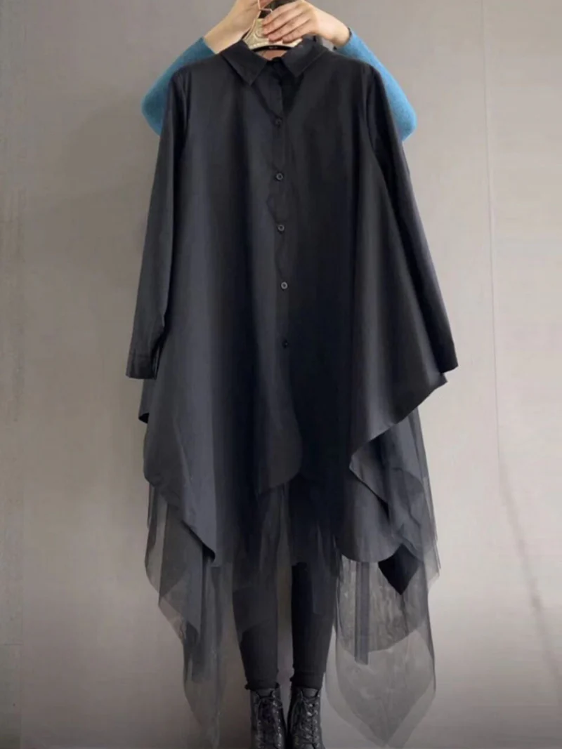 Cotton Stylish Loose Plain Mid-Length Skirt Dress - Image 5