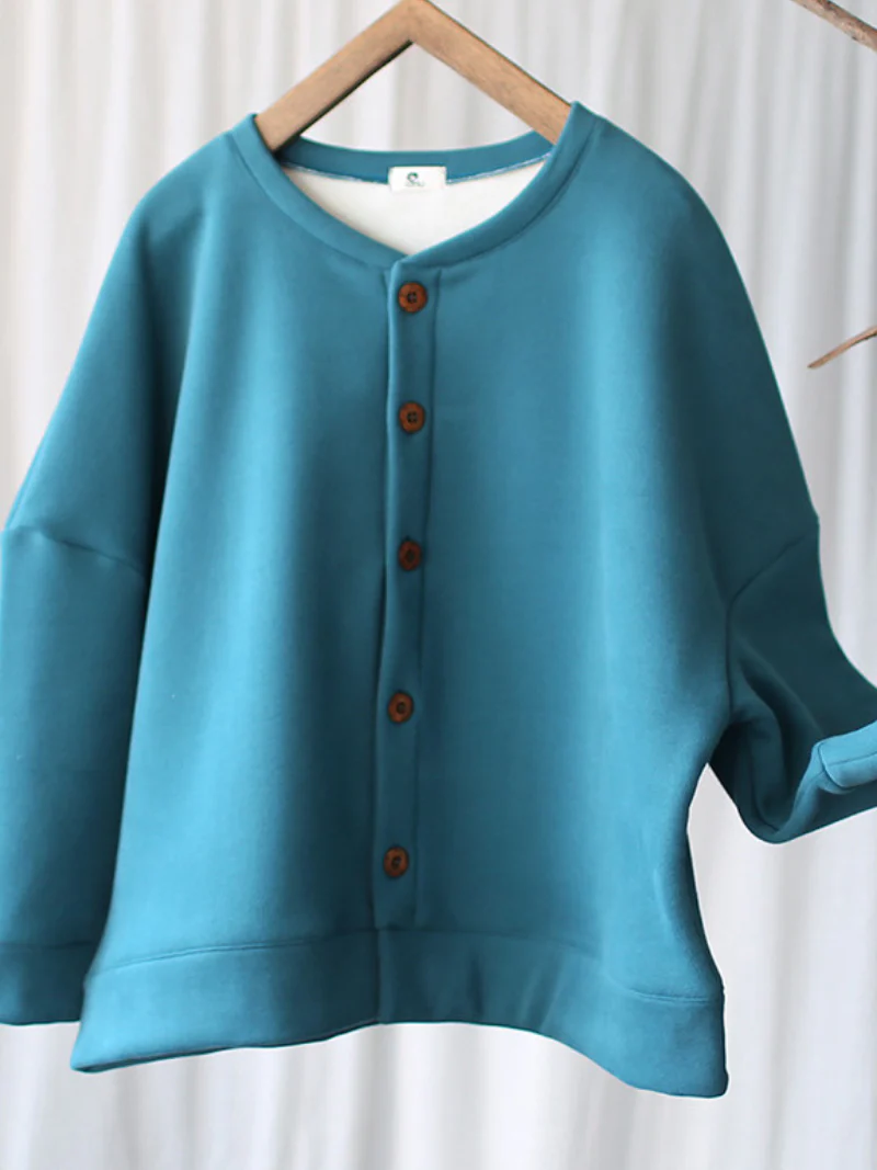 Women Winter Stylish Round Neck Loose Thick Top Coat - Image 3