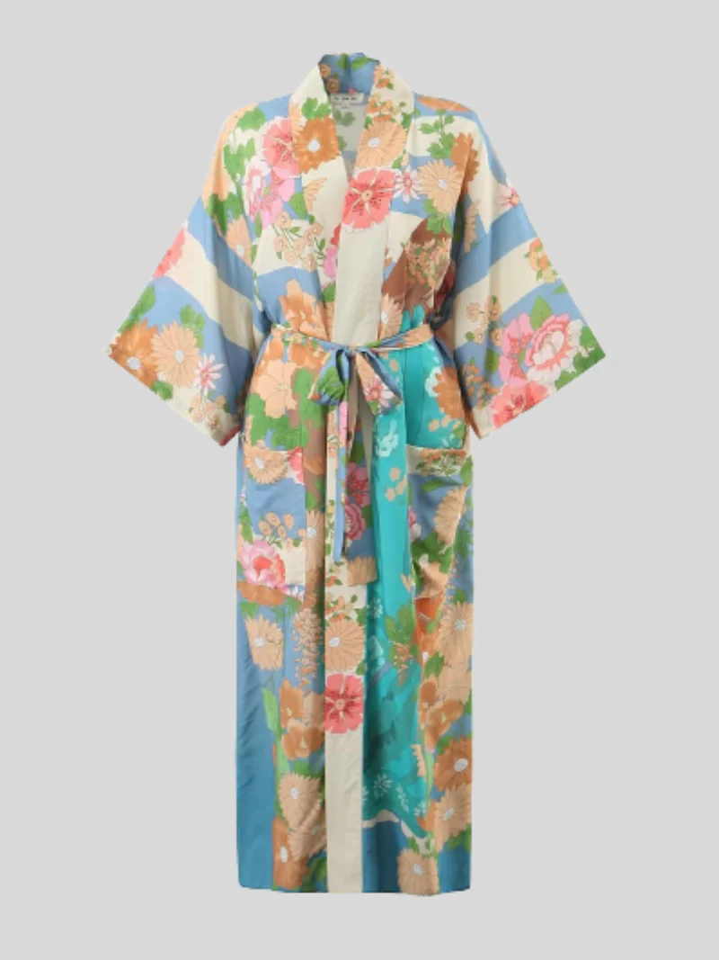 robe short sleeves printed kimono jacket - Image 2