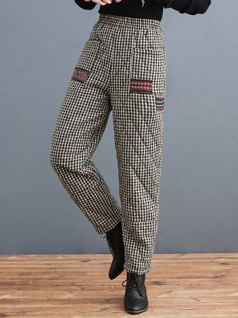 Thickened Warm Harem Pants Plaid Outer Wear Down Cotton Pants - Image 2