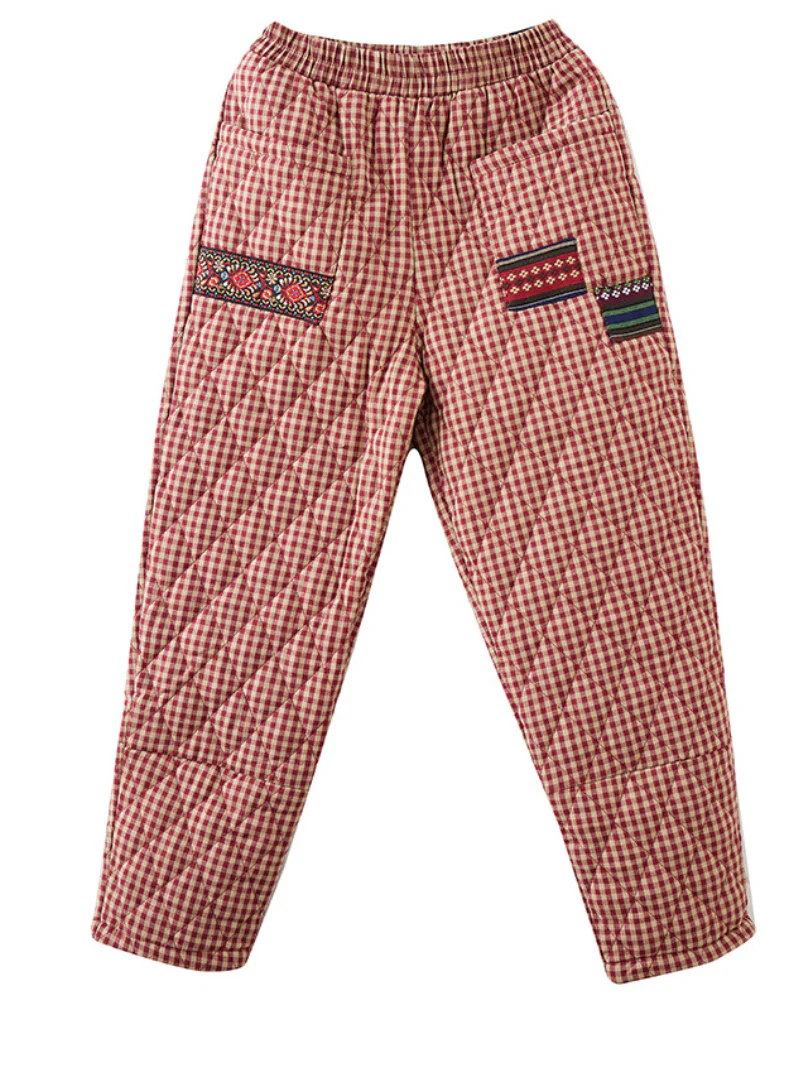 Thickened Warm Harem Pants Plaid Outer Wear Down Cotton Pants - Image 4