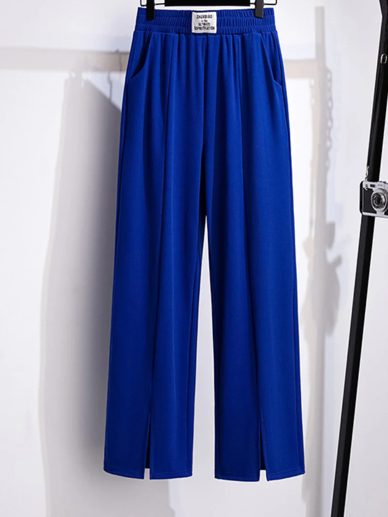 summer high waist straight pants loose ice silk trousers - Image 2