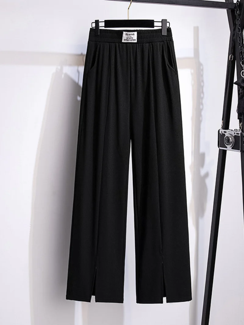 summer high waist straight pants loose ice silk trousers - Image 4
