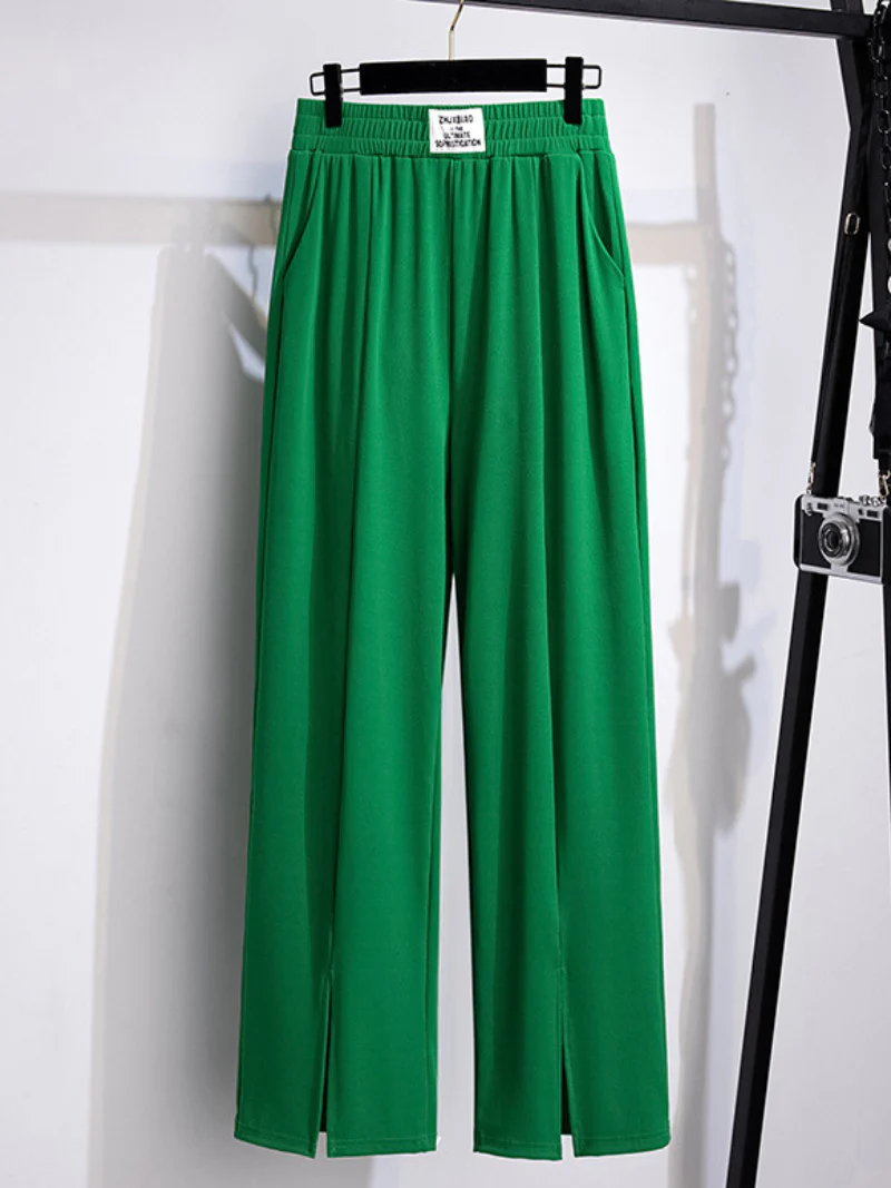 summer high waist straight pants loose ice silk trousers - Image 5