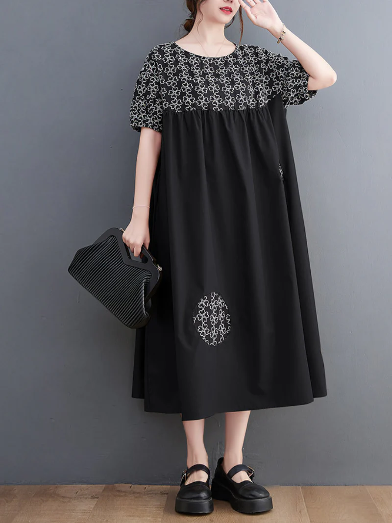 Wonder Cotton Short Slevees Smock Dress - Image 3