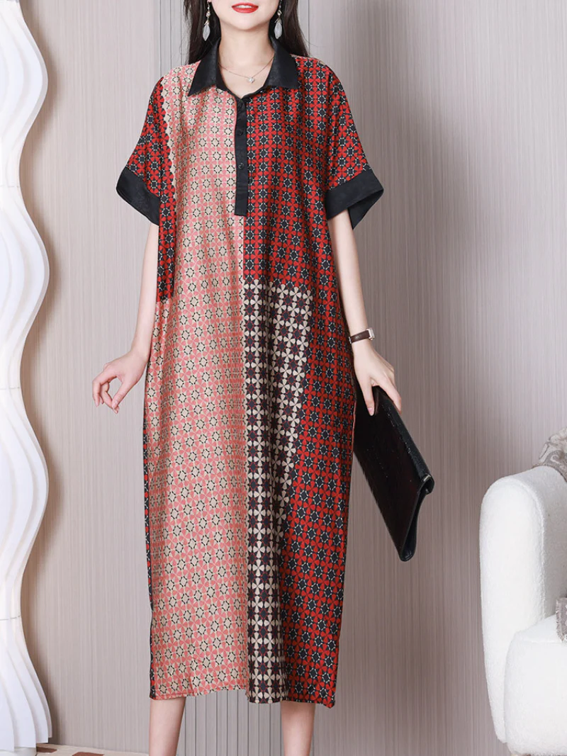 Wonderful Night Lapel Collar A-line Dress - Image 2