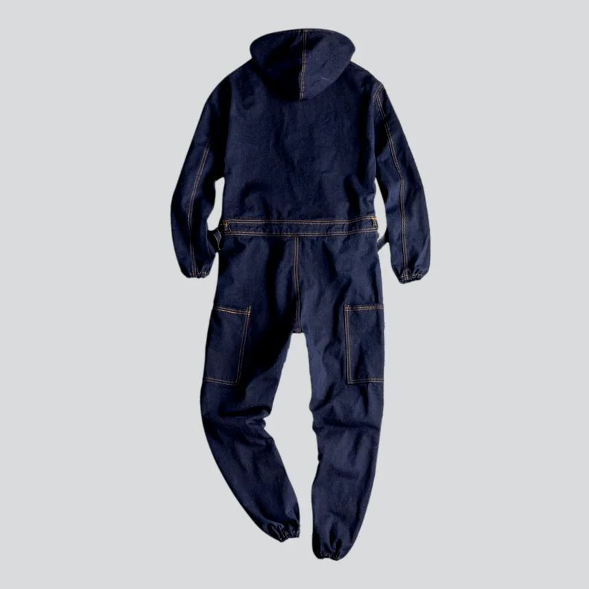 Workwear hooded men's denim overall - Image 3