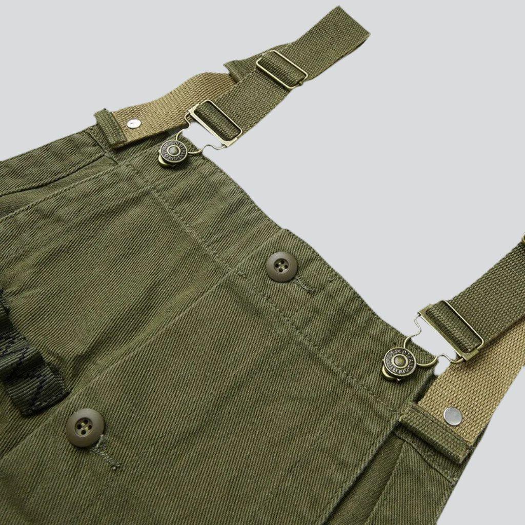 Workwear khaki men's denim dungaree - Image 4