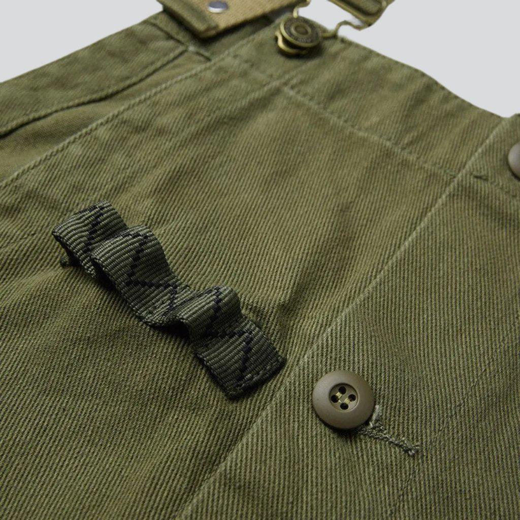 Workwear khaki men's denim dungaree - Image 5