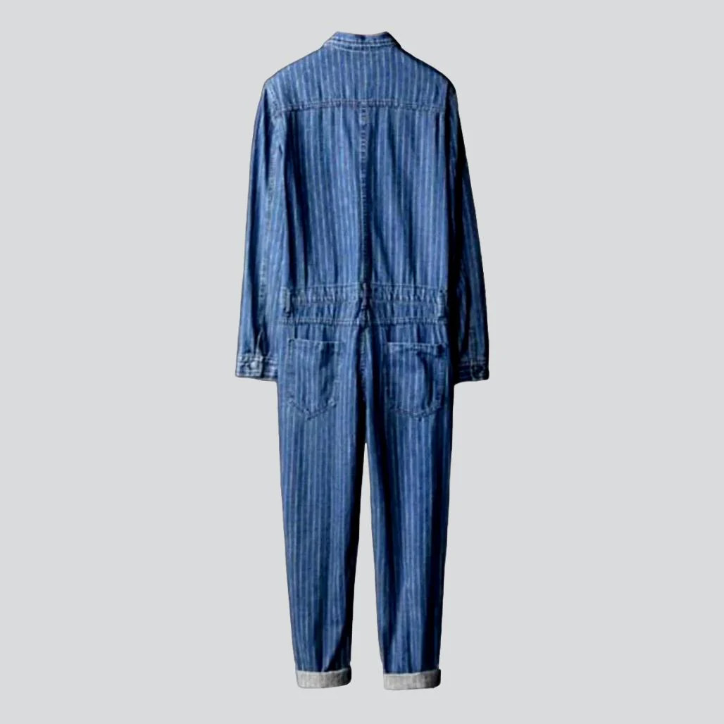 Workwear striped men's denim overall - Image 3