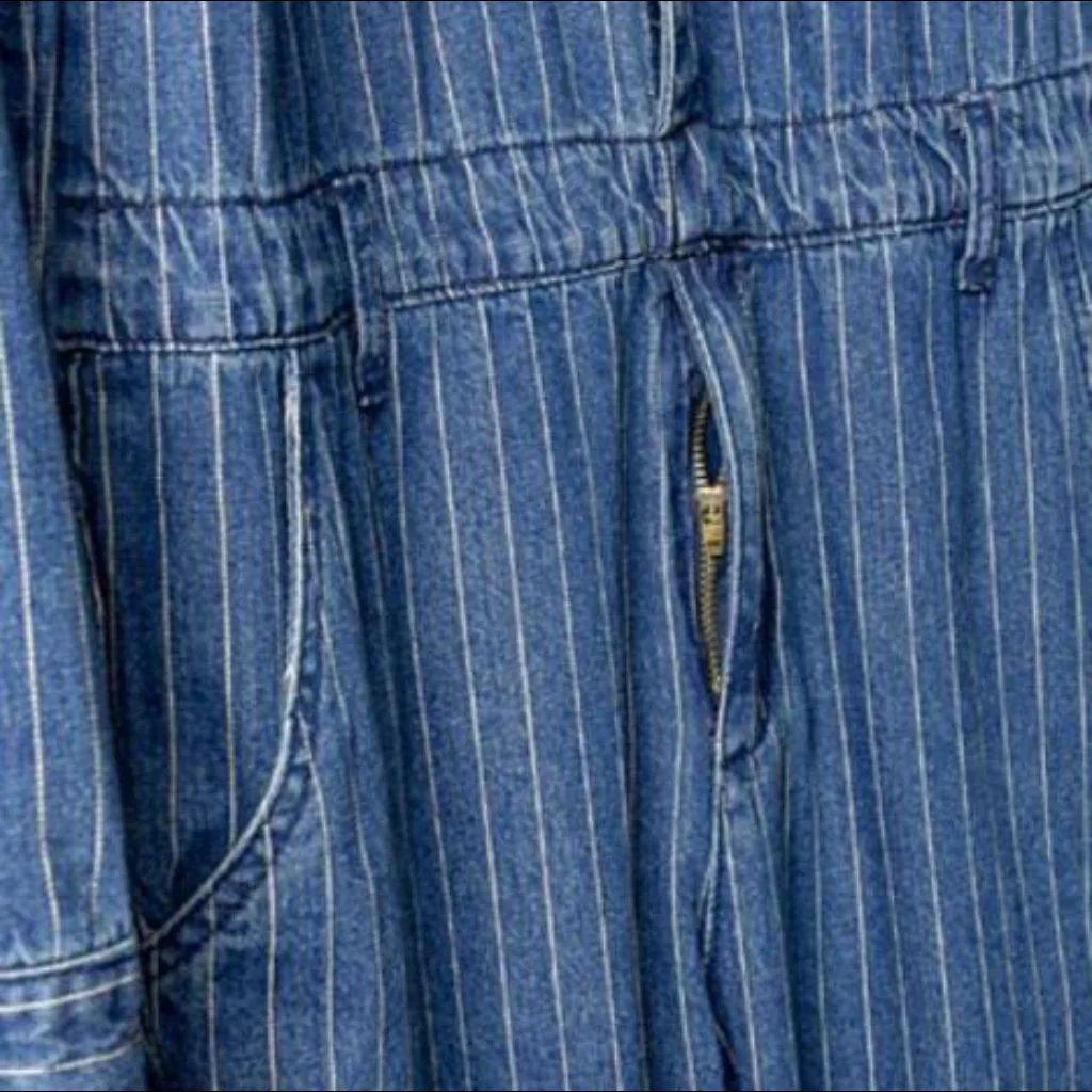 Workwear striped men's denim overall - Image 4