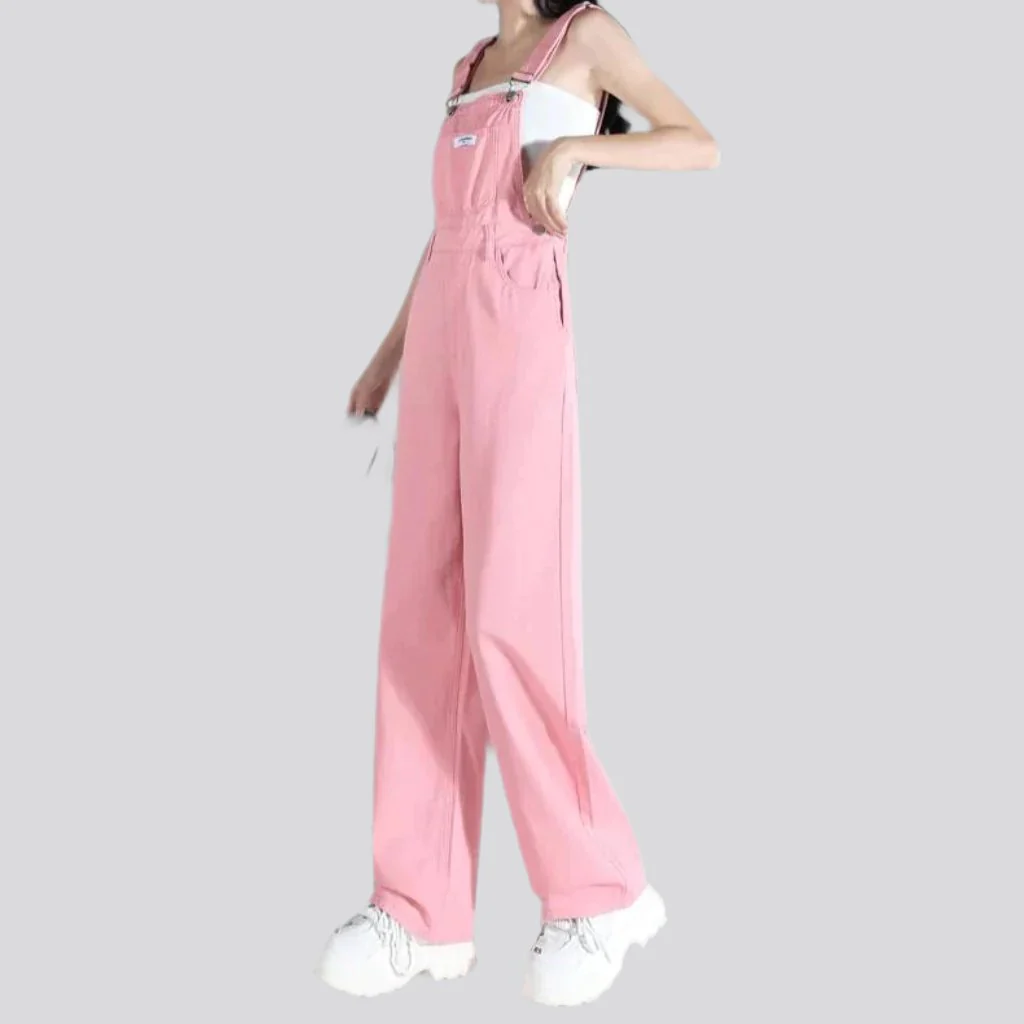 Y2k color denim jumpsuit for ladies - Image 3