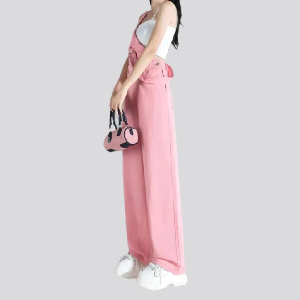 Y2k color denim jumpsuit for ladies - Image 4