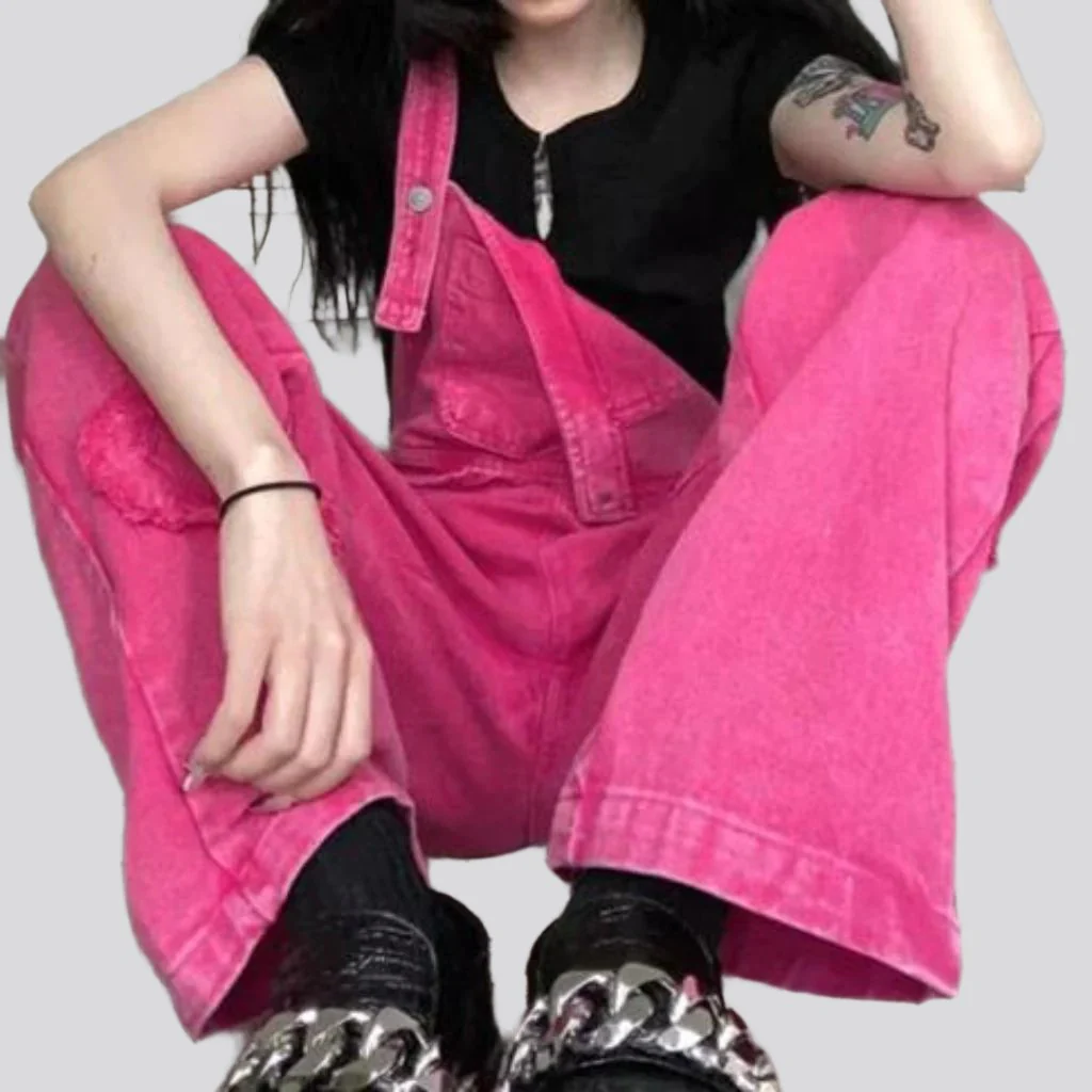 Y2k color women's denim jumpsuit - Image 3