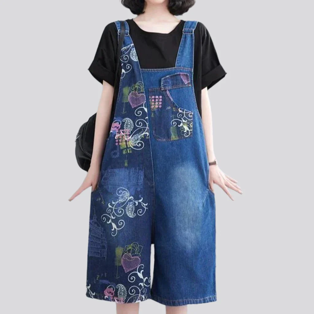 Y2k medium wash jean romper for ladies - Image 4
