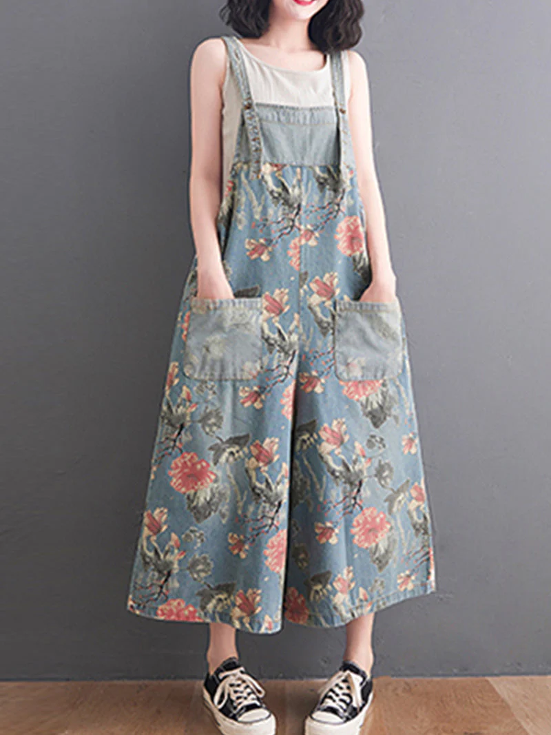 You Still Right Here Denim Overalls Wide-Leg Jumpsuit - Image 10