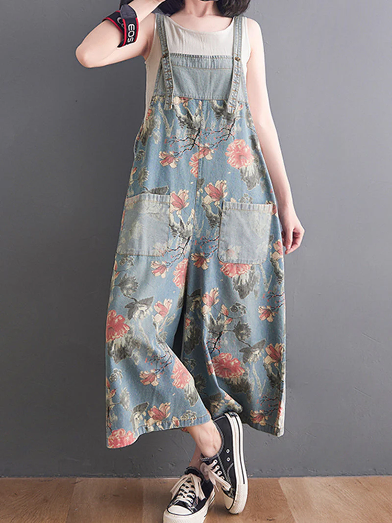 You Still Right Here Denim Overalls Wide-Leg Jumpsuit - Image 12