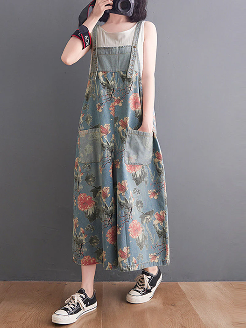 You Still Right Here Denim Overalls Wide-Leg Jumpsuit - Image 5