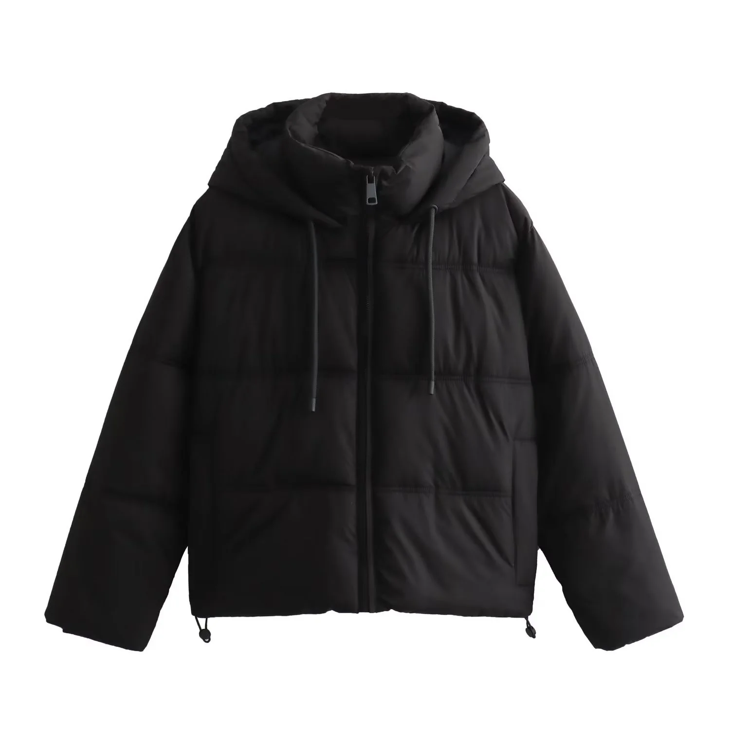 Zipper Hooded Coat With Pocket - Image 3